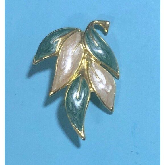Fashion leaf cluster enameled brooch or pin - Picture 1 of 2
